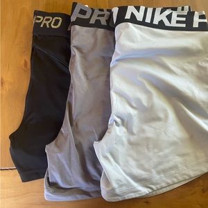 3 pairs of Nike pro shorts